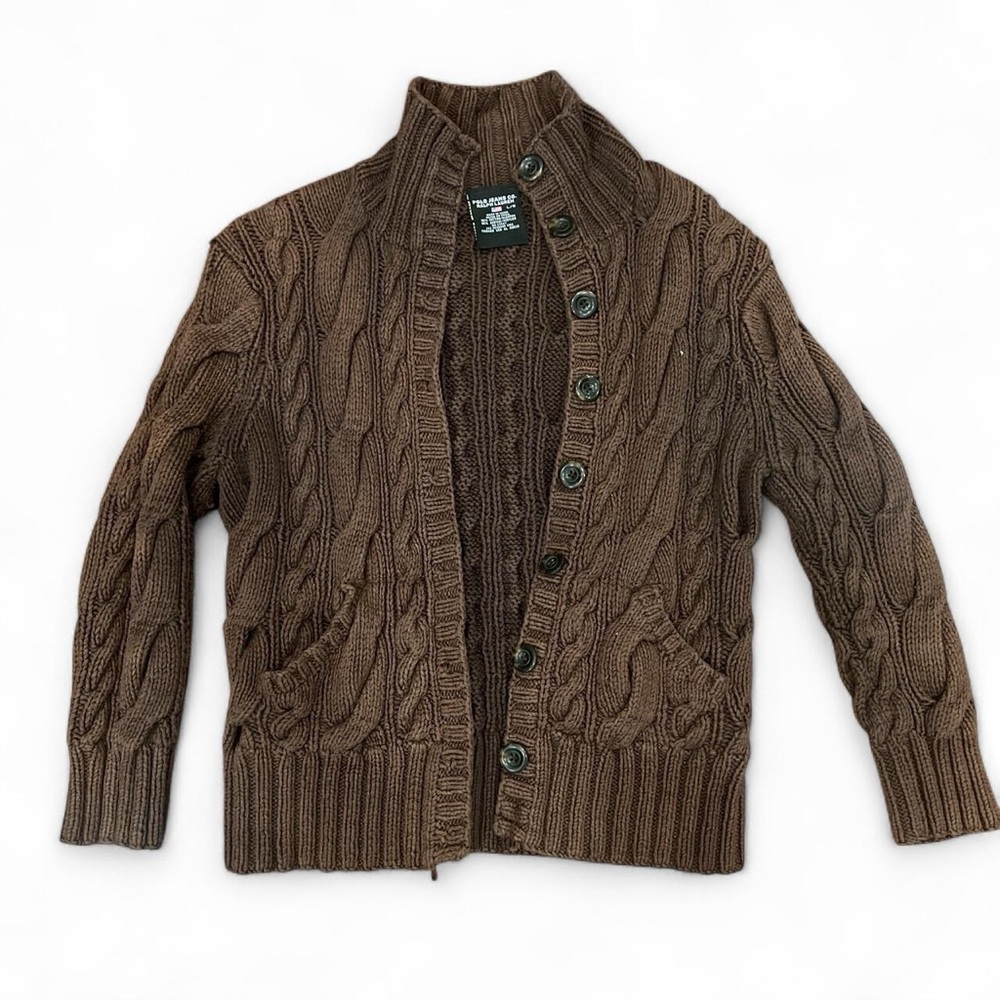 Vintage Polo Jeans Co. Ralph Lauren Brown Cable Knit Cardigan
